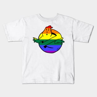 Ghostly Gay Pride (Black Border) T-Shirt Kids T-Shirt